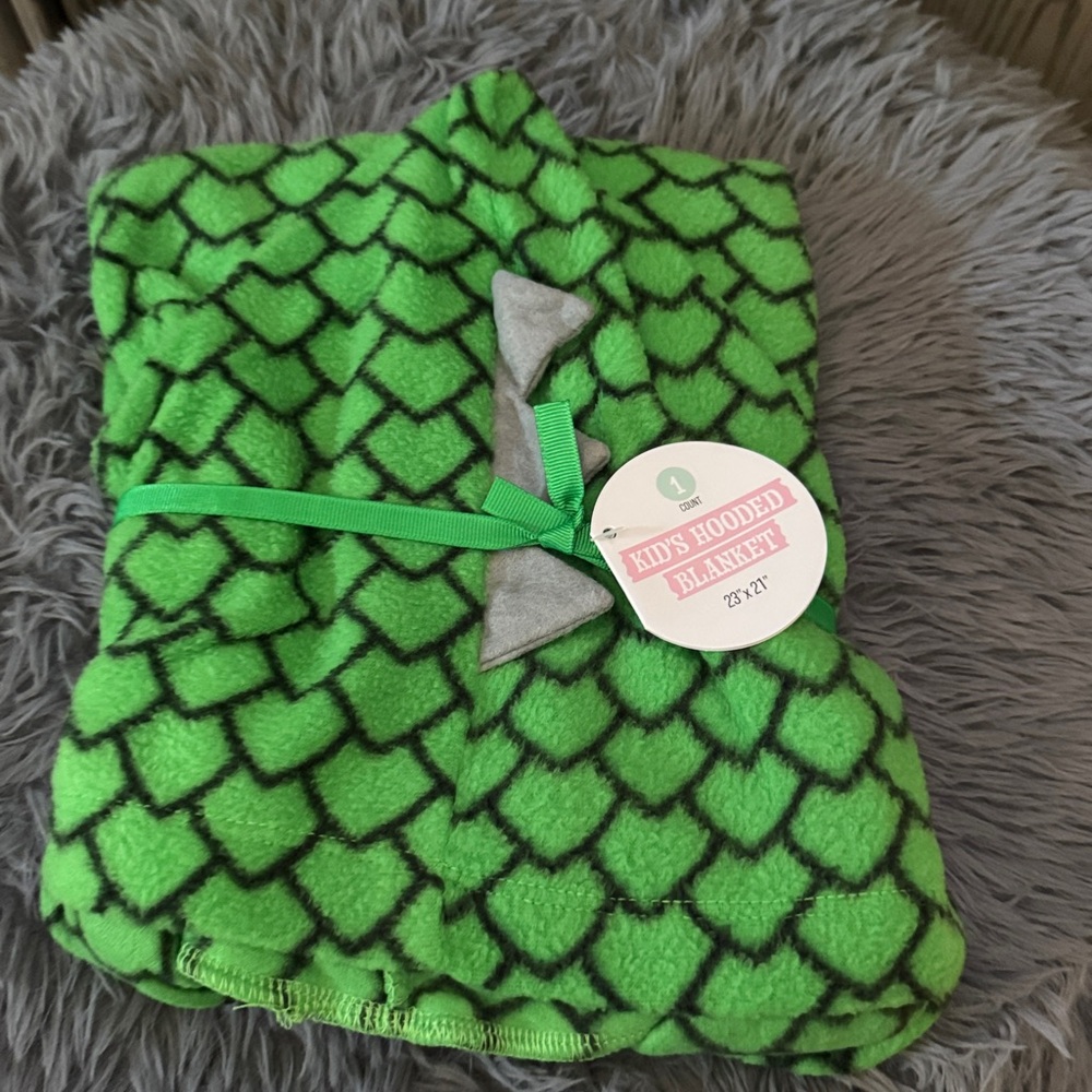 Green Hooded Blanket for Kids